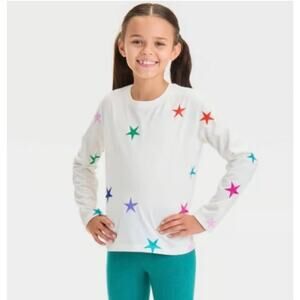 $8 Cat & Jack Star Print Long Sleeved Tee - girls Small (6/7)